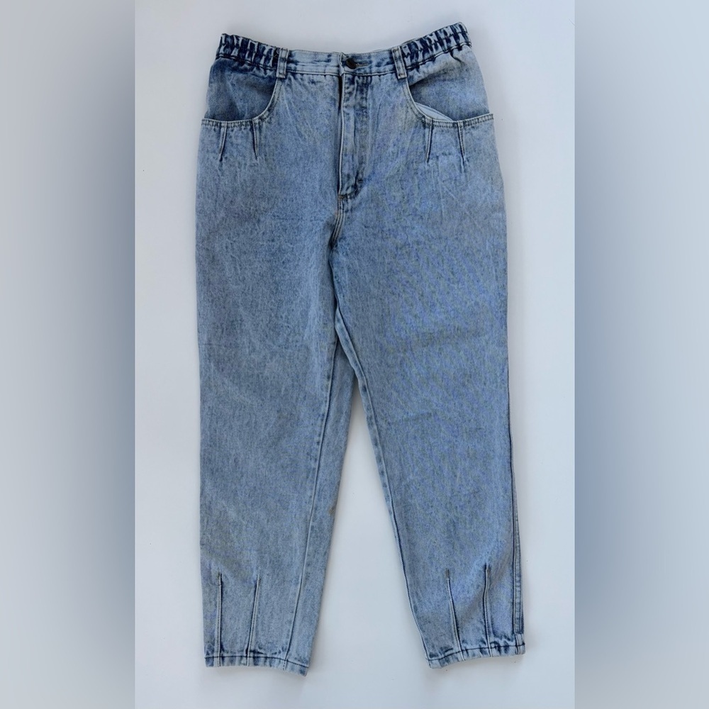 VINTAGE 1980s PS GITANO Women's Light Stonewashed High Waist Tapered Jeans Sz 12